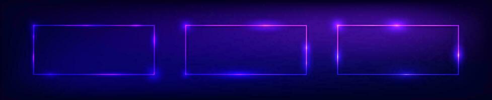 Neon rectangular frame with shining effects vector