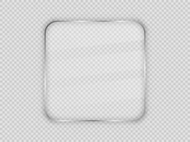 Glass plate in rounded square frame isolated on background. Vector illustration.