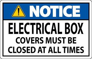 Notice Sign Electrical Box Covers Must Be Closed At All Times vector