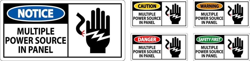 Danger Sign Multiple Power Source In Panel vector