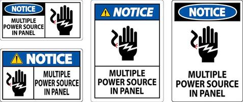 Notice Sign Multiple Power Source In Panel vector