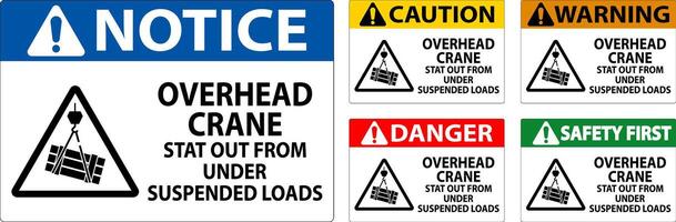 Caution Sign, Overhead Crane Suspended Loads vector