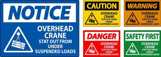 Caution Sign, Overhead Crane Suspended Loads vector