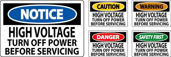 Danger Sign High Voltage Turn Off Power Before Servicing vector