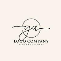 Initial GA feminine logo collections template. handwriting logo of initial signature, wedding, fashion, jewerly, boutique, floral and botanical with creative template for any company or business. vector