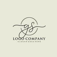 Initial GS feminine logo collections template. handwriting logo of initial signature, wedding, fashion, jewerly, boutique, floral and botanical with creative template for any company or business. vector