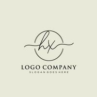 Initial HX feminine logo collections template. handwriting logo of initial signature, wedding, fashion, jewerly, boutique, floral and botanical with creative template for any company or business. vector