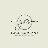 Initial GM feminine logo collections template. handwriting logo of initial signature, wedding, fashion, jewerly, boutique, floral and botanical with creative template for any company or business. vector