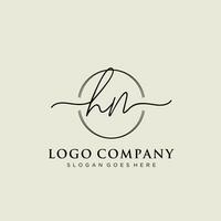 Initial HN feminine logo collections template. handwriting logo of initial signature, wedding, fashion, jewerly, boutique, floral and botanical with creative template for any company or business. vector