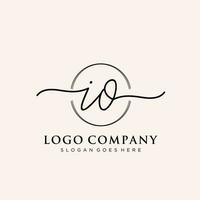 Initial IO feminine logo collections template. handwriting logo of initial signature, wedding, fashion, jewerly, boutique, floral and botanical with creative template for any company or business. vector