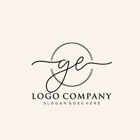 Initial GE feminine logo collections template. handwriting logo of initial signature, wedding, fashion, jewerly, boutique, floral and botanical with creative template for any company or business. vector