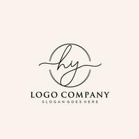 Initial HY feminine logo collections template. handwriting logo of initial signature, wedding, fashion, jewerly, boutique, floral and botanical with creative template for any company or business. vector