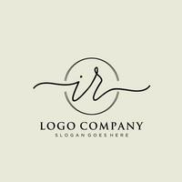 Initial IR feminine logo collections template. handwriting logo of initial signature, wedding, fashion, jewerly, boutique, floral and botanical with creative template for any company or business. vector