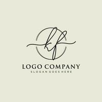 Initial KF feminine logo collections template. handwriting logo of initial signature, wedding, fashion, jewerly, boutique, floral and botanical with creative template for any company or business. vector