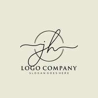 Initial JH feminine logo collections template. handwriting logo of initial signature, wedding, fashion, jewerly, boutique, floral and botanical with creative template for any company or business. vector