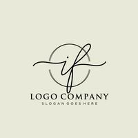 Initial IF feminine logo collections template. handwriting logo of initial signature, wedding, fashion, jewerly, boutique, floral and botanical with creative template for any company or business. vector