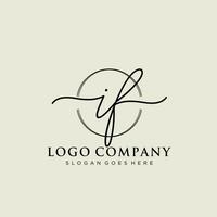 Initial IF feminine logo collections template. handwriting logo of initial signature, wedding, fashion, jewerly, boutique, floral and botanical with creative template for any company or business. vector