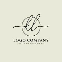 Initial KL feminine logo collections template. handwriting logo of initial signature, wedding, fashion, jewerly, boutique, floral and botanical with creative template for any company or business. vector