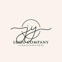 Initial JY feminine logo collections template. handwriting logo of initial signature, wedding, fashion, jewerly, boutique, floral and botanical with creative template for any company or business. vector