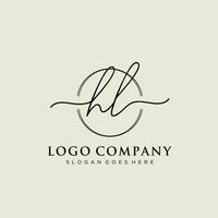 Initial HL feminine logo collections template. handwriting logo of initial signature, wedding, fashion, jewerly, boutique, floral and botanical with creative template for any company or business. vector