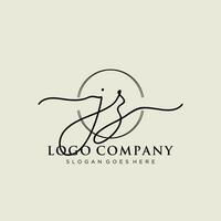 Initial JZ feminine logo collections template. handwriting logo of initial signature, wedding, fashion, jewerly, boutique, floral and botanical with creative template for any company or business. vector