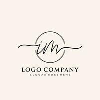 Initial IM feminine logo collections template. handwriting logo of initial signature, wedding, fashion, jewerly, boutique, floral and botanical with creative template for any company or business. vector