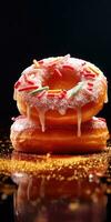 Chocolate dripping donut appetizing mouth watering delicious, AI Generated photo