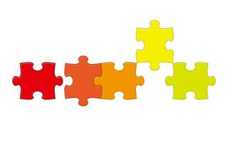 Vector Colorful Jigsaw Puzzle Pieces Illustration Isolated On A White Background.