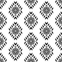 Geometric tribal ornament design with seamless repeat pattern. Aztec and Navajo ethnic style. Black and white color. Design for textile, fabric, curtain, rug, shirt, frame. vector