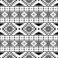 Geometric seamless border pattern. Aztec and Navajo tribal with retro style. Ethnic ornament pattern design for fabric template and shirt. Black and white color. vector