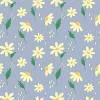 Vector pattern with daisies on a blue background