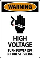 Warning Sign High Voltage - Turn Power Off Before Servicing vector