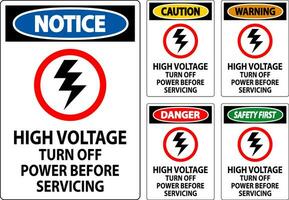 Danger Sign High Voltage - Turn Off Power Before Servicing vector