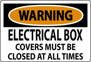 Warning Sign Electrical Box Covers Must Be Closed At All Times vector