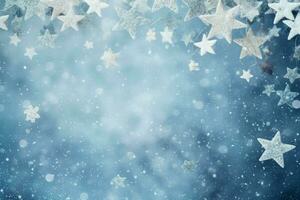 Christmas white blue snow sky background. Generate Ai photo