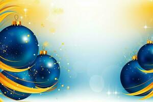 Blue yellow toys christmas background. Generate Ai photo