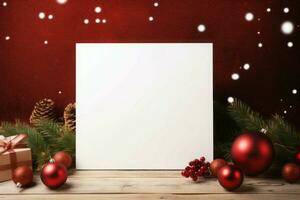 Blank canvas christmas background. Generate Ai photo