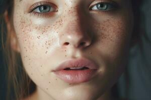 Allergy young woman pimples problem. Generate Ai photo