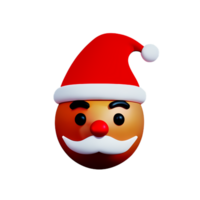 santa claus face 3d rendering icon illustration png