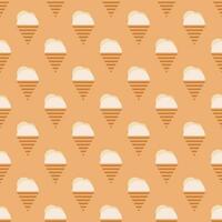 Seamless geometric pattern with ice cream on pink background. Vector print for fabric background, textile