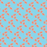 Seamless geometric pattern with red fish on blue background. Vector print for fabric background, textile
