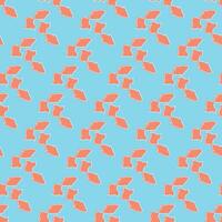 Seamless geometric pattern with red fish on blue background. Vector print for fabric background, textile