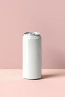 Soda Can Mockup White with shades white background, AI Generated photo