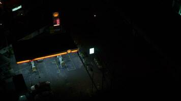 Timelapse of petrol station working night and day video