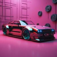 Supersport car cyberpunk city with neon lights, Ai Generative photo