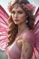 Realistic beautiful fairy young girl portrait, Ai Generative photo