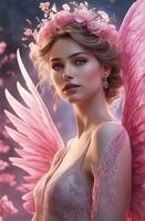Realistic beautiful fairy young girl portrait, Ai Generative photo