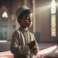 muslim praying in mosque, ramdan, islamic background, Ai Generative photo