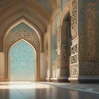 muslim praying in mosque, ramdan, islamic background, Ai Generative photo