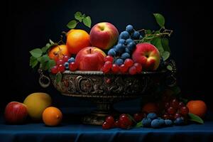 Decorated Lavish Bowl of mix fruits, Generative AI photo